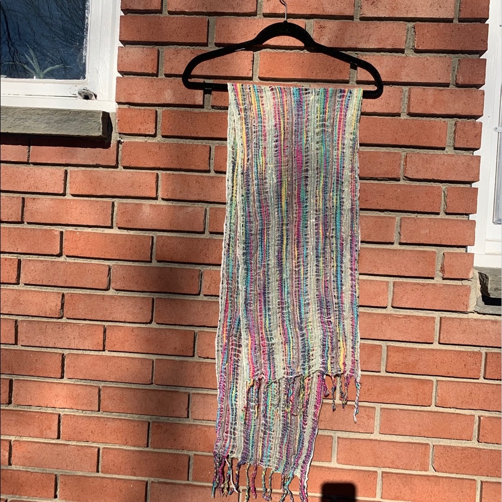 Rainbow scarf with metallic threads